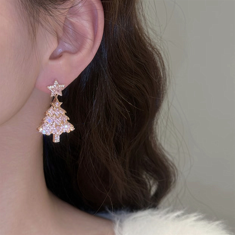 新款圣诞节耳环925银针