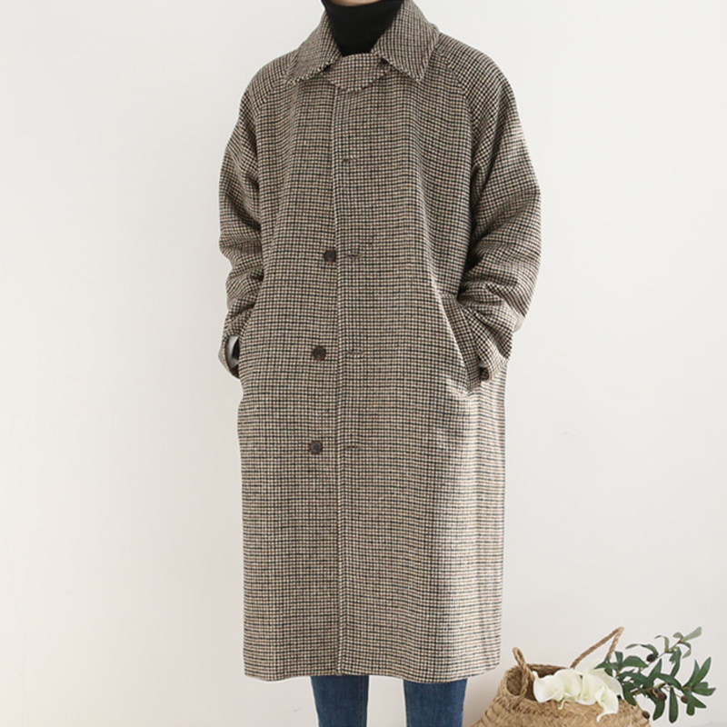 冬季加厚羊毛呢子大衣千鳥格長款英倫風韓版過膝寬松呢子羊絨外套在類目 男裝, 毛呢大衣中 - 來自Buy2taobao.com提供專業的淘寶代購服務