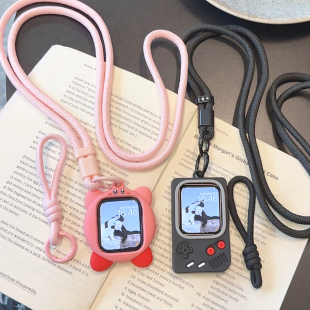 卡比硅胶抗震防摔保护壳S11挂绳iwatch表壳游戏机适用苹果手表s10