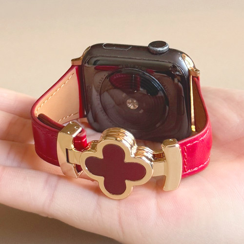 拼色皮革磁吸扣适用iwatch表带