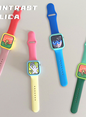 糖果夏日iwatch表带硅胶保护壳s7适用Applewatch苹果手表s8可爱se