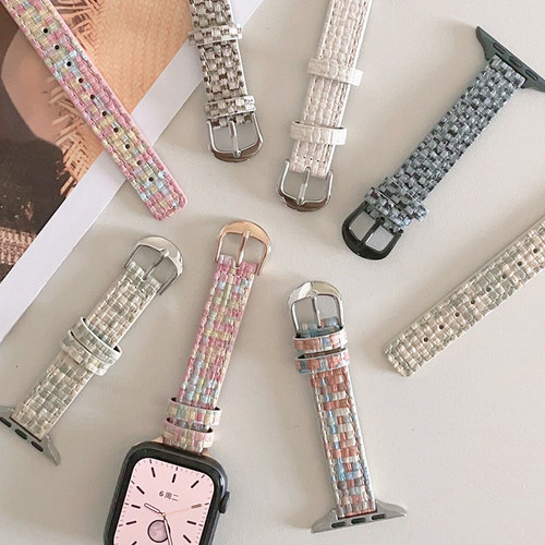 小蛮腰编织纹皮革适用iwatch表带