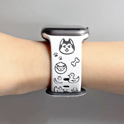 雕刻硅胶小狗适用iwatch表带