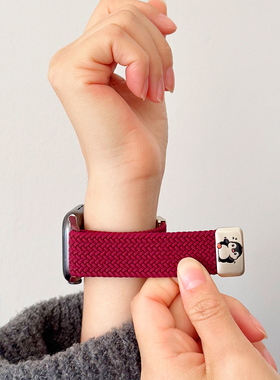 可爱企鹅编织尼龙磁吸s10回环iwatch表带适用新款s9苹果se手表678