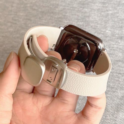 荔枝纹硅胶强磁吸适用iwatch表带