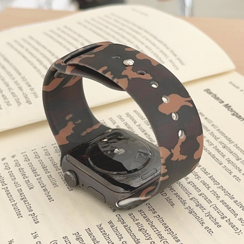 迷彩绿色运动硅胶适用iwatch表带