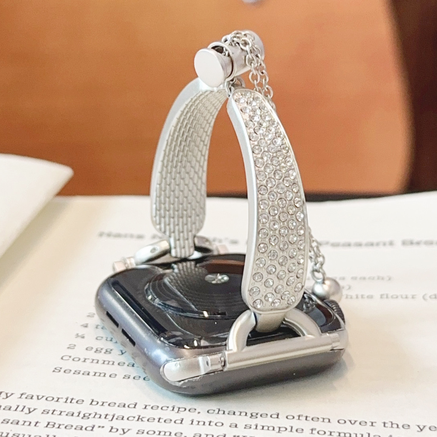 镶钻高级感金属手镯S11小众iwatch表带适用S10苹果SE手表星光色S9