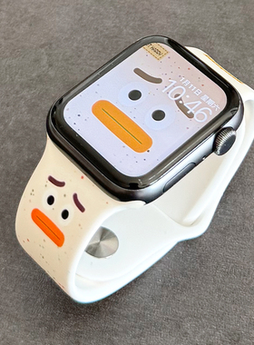 囧脸表情彩色格子硅胶s10小众iwatch表带适用新款s9苹果se手表678