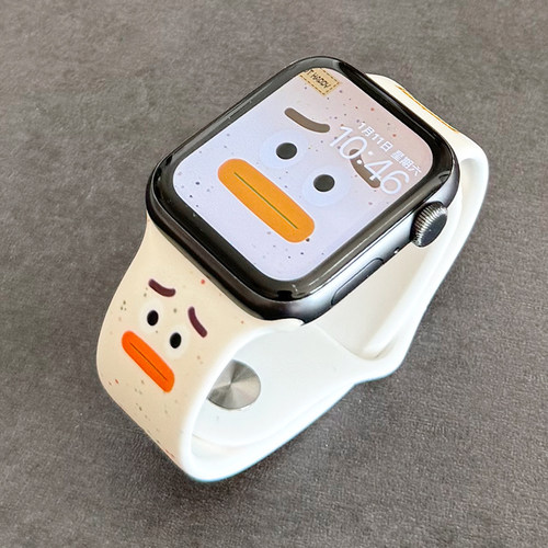 囧脸表情彩色格纹硅胶表带