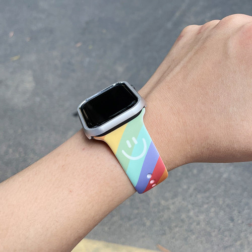 彩虹笑脸新款小众适用iwatch表带