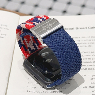 圣诞麋鹿编织尼龙弹力iwatch表带S10适用苹果SE手表新款 56789秋冬