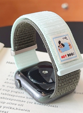 拼色小狗尼龙s11魔术贴iwatch表带10适用Applewatch苹果789手表se