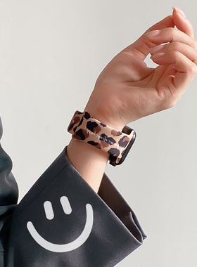 宋慧乔豹纹笑脸小众日系iwatch表带适用applewatch苹果手表7456SE