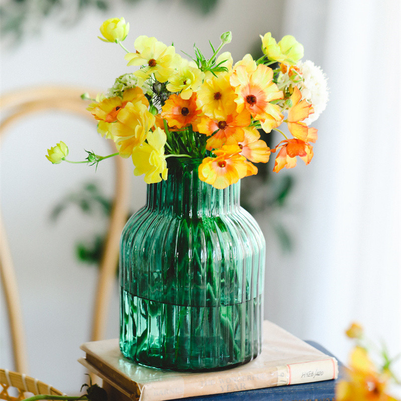 轻奢玻璃花瓶透明摆件现代北欧客厅家用装饰品美式餐桌干花插花瓶-封面