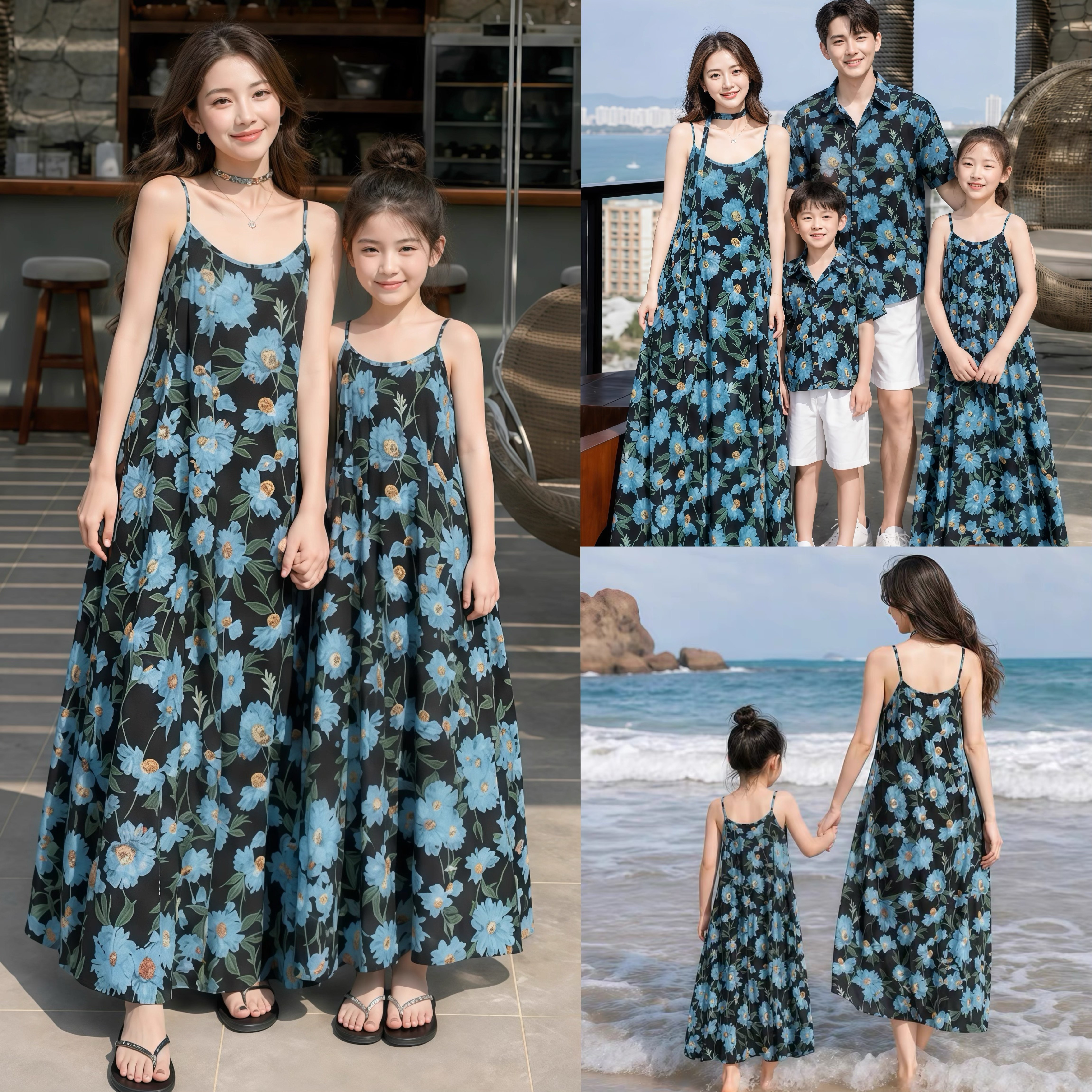 海边度假亲子装2026夏季新款图片
