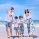 母女套装 海边亲子装 沙滩度假宽松T恤阔腿裤 一家三口2024新款 夏季