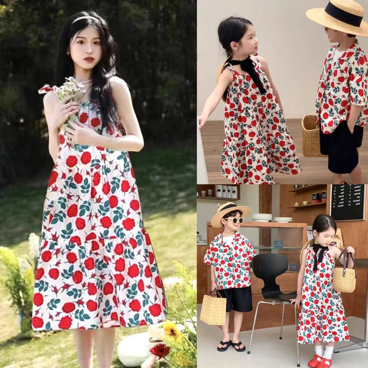 海边亲子装一家三口夏装