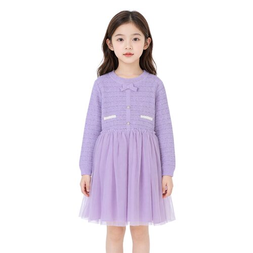 abckids童装春季女童洋气公主毛衣针织衫连衣裙长款潮 F331316220