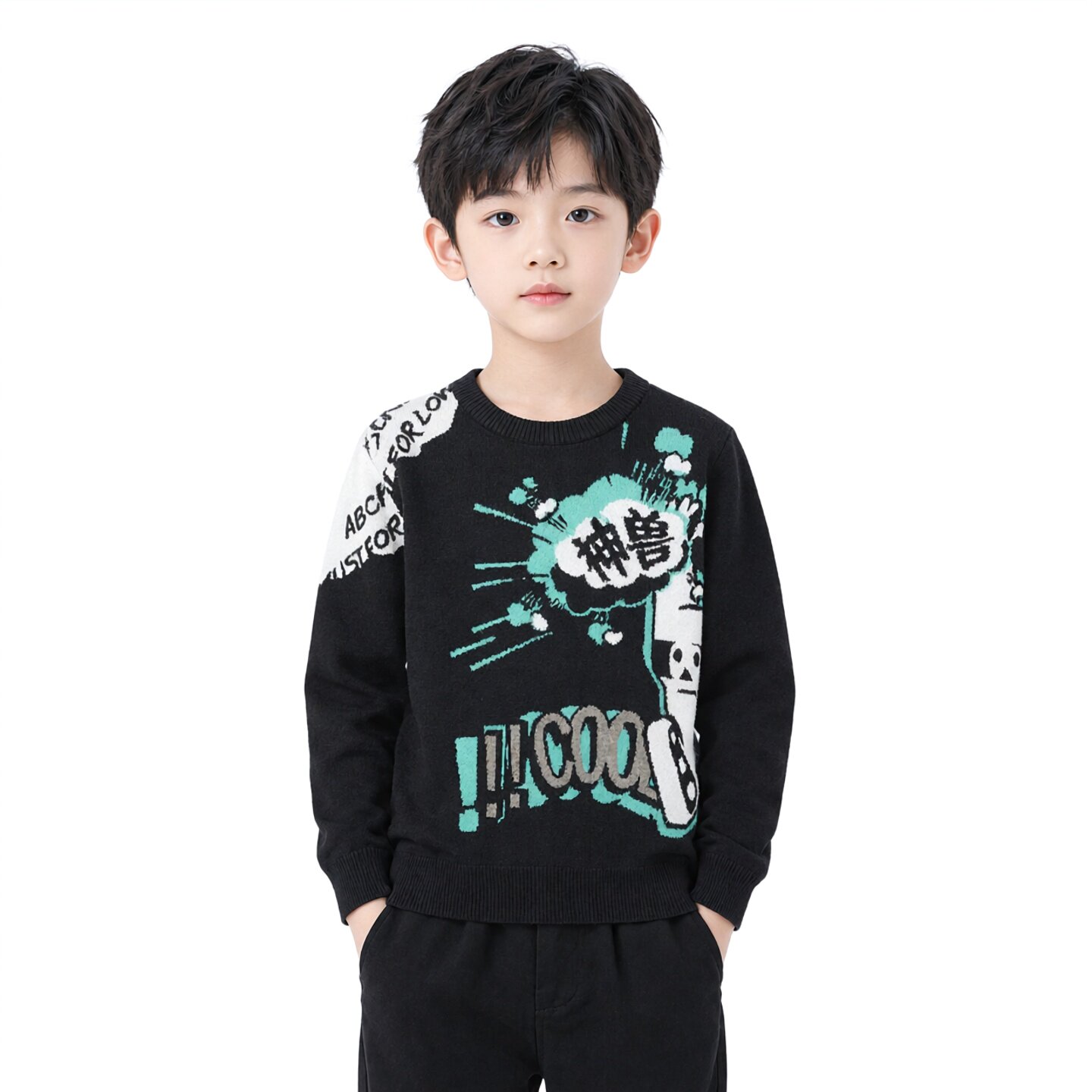 毛衣Abckids童装圆领男童秋卡通图片