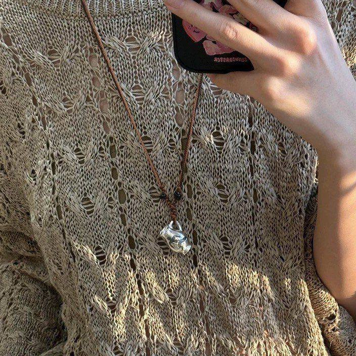 日系游牧小酒壶小众设计可调节吊坠毛衣链复古长绳高级感项链百搭,饰品/流行首饰/时尚饰品新,项链,淘宝优惠券,粉丝福利购,淘宝优惠卷