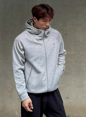 ULTISO本源 美式休闲插肩袖连帽外套400g重磅液态空气层拉链卫衣