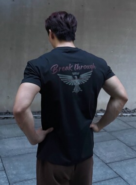 ULTISO本源 美式猎鹰印花T恤240g重磅索罗娜阔肩凉感运动休闲短袖