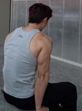 ULTISO本源 美式重磅400g定制螺纹背心刺绣弹力透气健身休闲运动