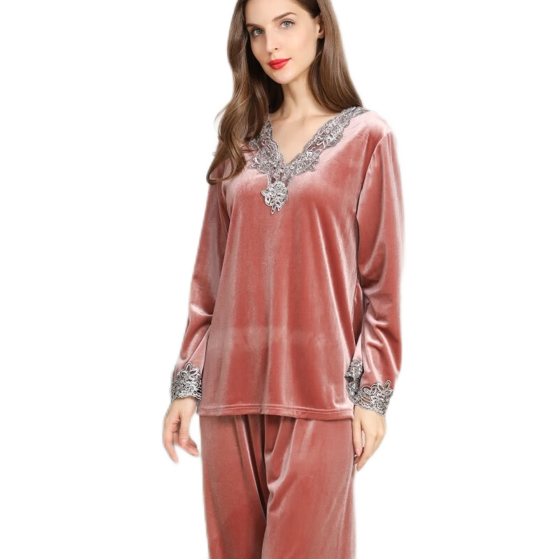 金丝绒睡衣女天鹅绒大码家居服