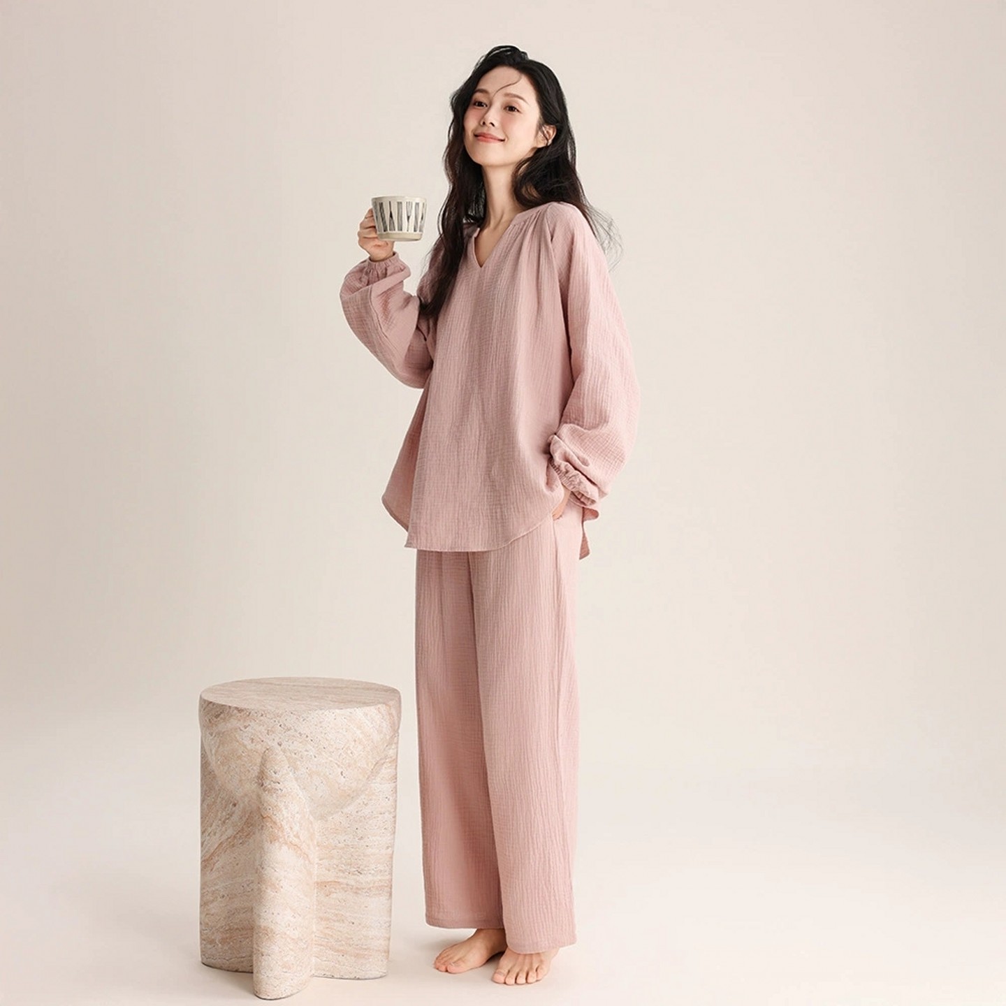 婴儿棉睡衣女套装纯棉纱布家居服