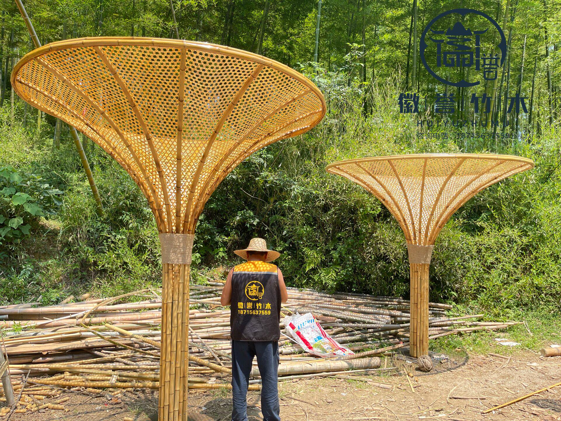 异形竹子新款结构景区竹景观竹构筑竹建筑竹长廊竹房子朱凉亭户外