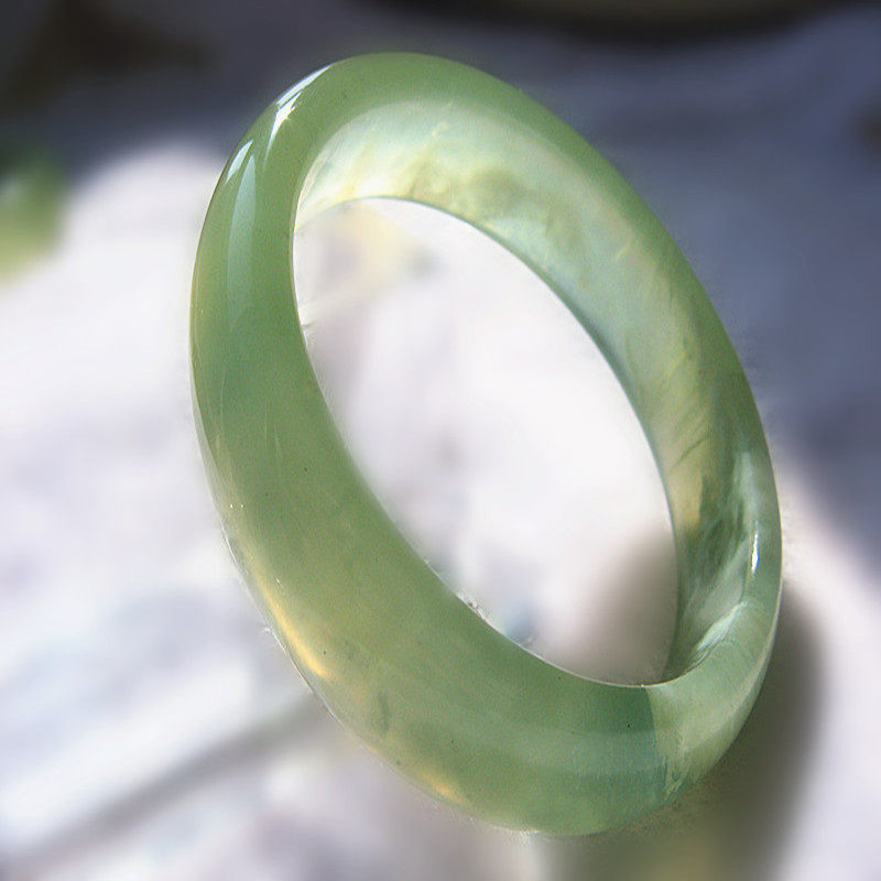 特价天然玉石岫玉飘花手镯玉镯圆镯天然石饰品玉手镯