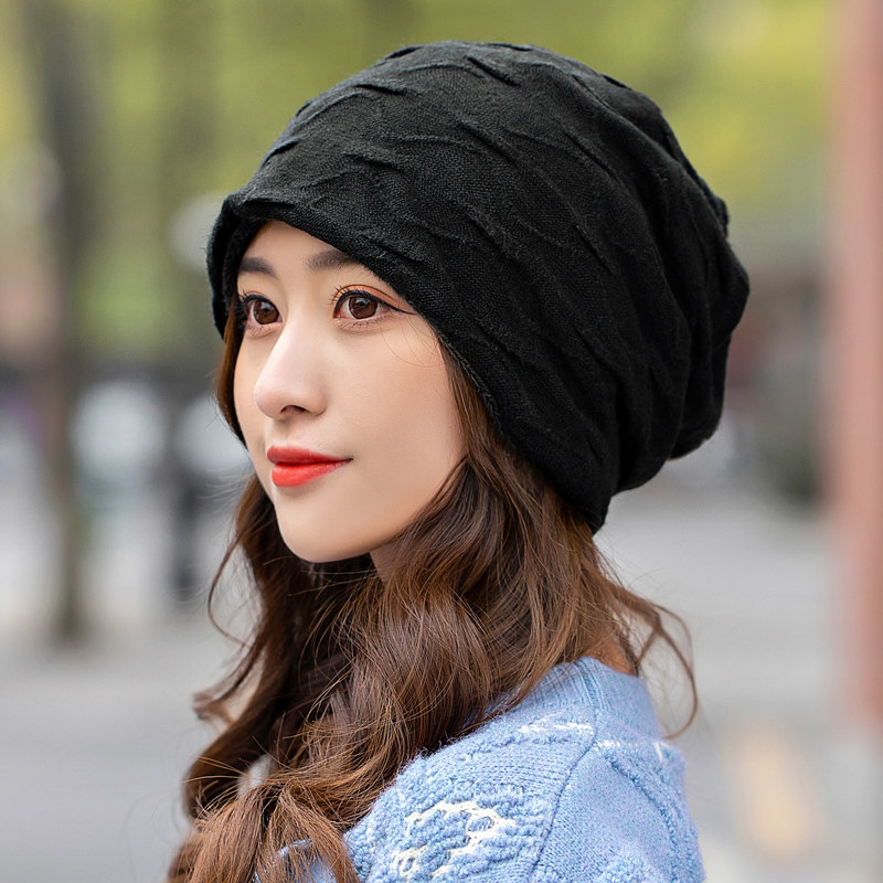 帽子女士秋冬新款时尚洋气两用帽多功能帽针织帽毛线帽休闲马尾帽