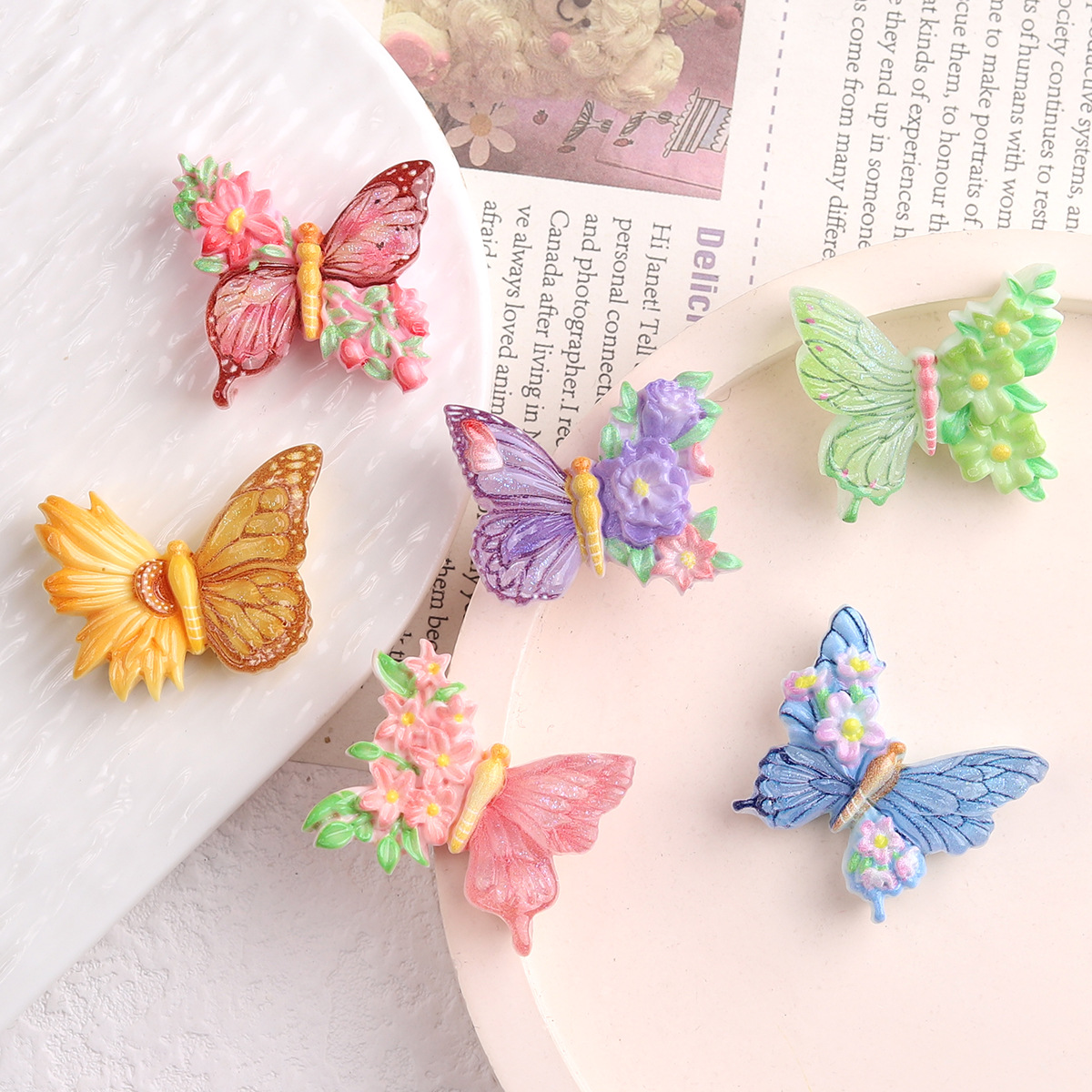 卡通diy树脂配件饰品花朵蝴蝶奶油胶手工制发夹手机壳鞋扣配饰批