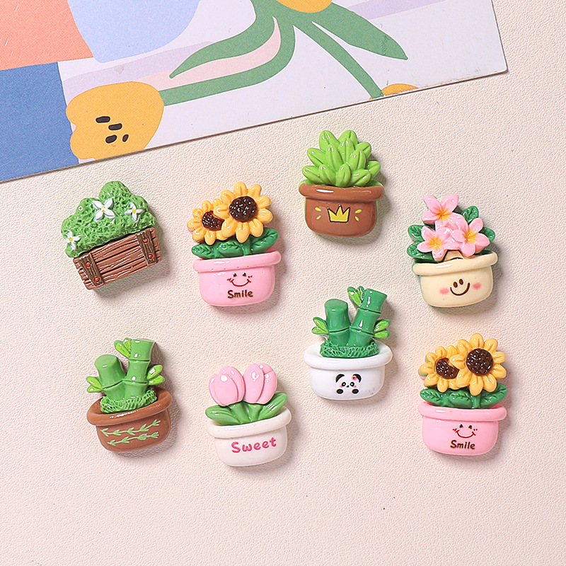 卡通diy树脂配件饰品7款盆栽奶油胶手工制发夹手机壳鞋扣配饰批