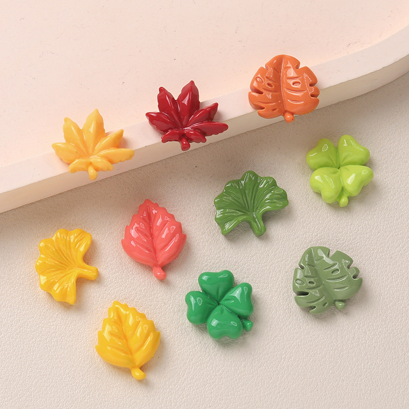 卡通diy树脂配件饰品树叶大全奶油胶手工制发夹手机壳鞋扣配饰批