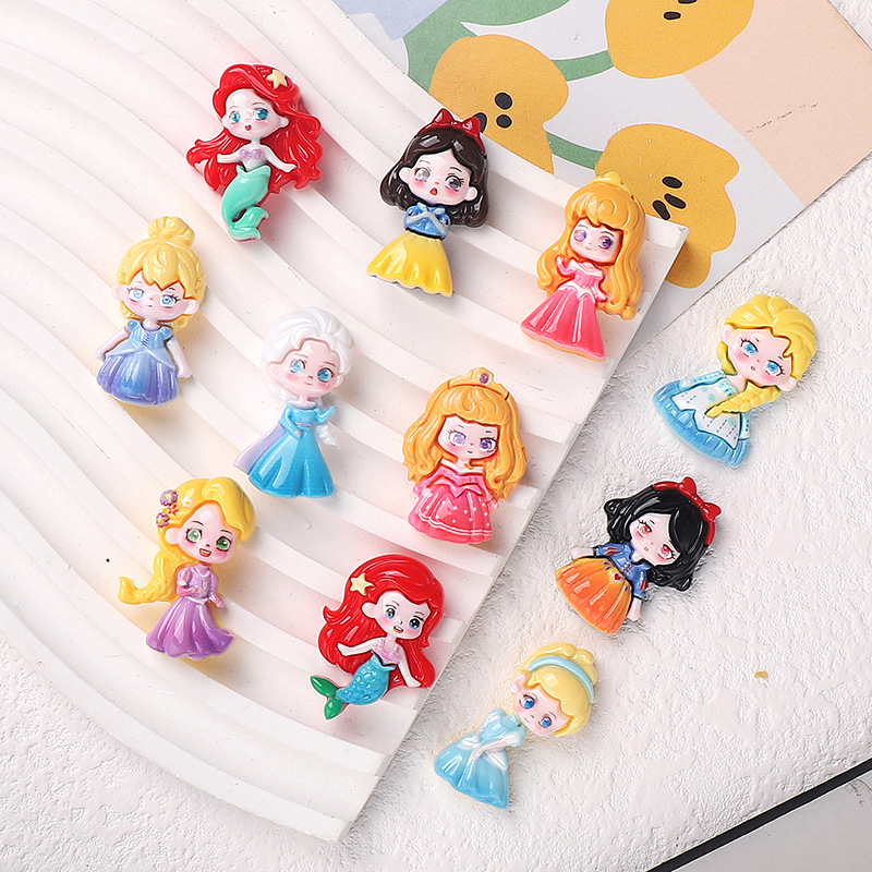 卡通diy树脂配件饰品11款公主奶油胶手工制发夹手机壳鞋扣配饰批