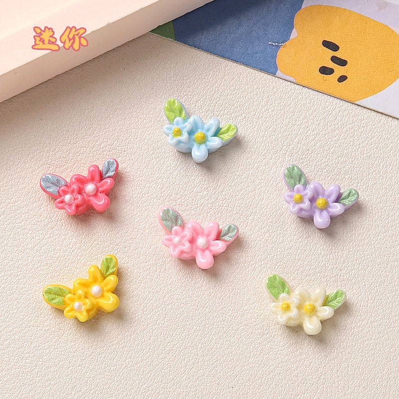 卡通diy树脂配件饰品迷你双花奶油胶手工制发夹手机壳鞋扣配饰批