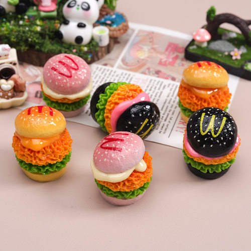 卡通diy树脂配件饰品大M汉堡奶油胶发夹手机壳鞋扣钥匙扣吊坠