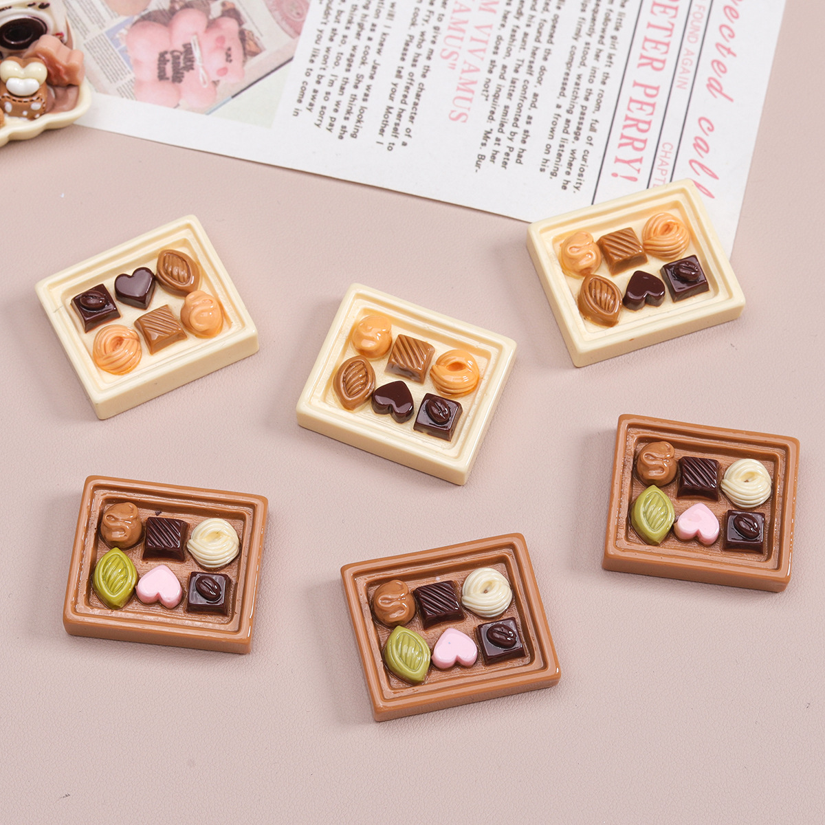 卡通diy树脂配件饰品巧克力礼盒奶油胶发夹手机壳钥匙扣吊坠配饰