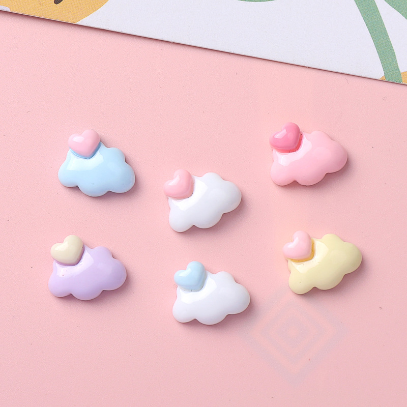 卡通亮面迷你爱心云朵diy树脂配件饰品手工制发夹手机壳水杯头饰