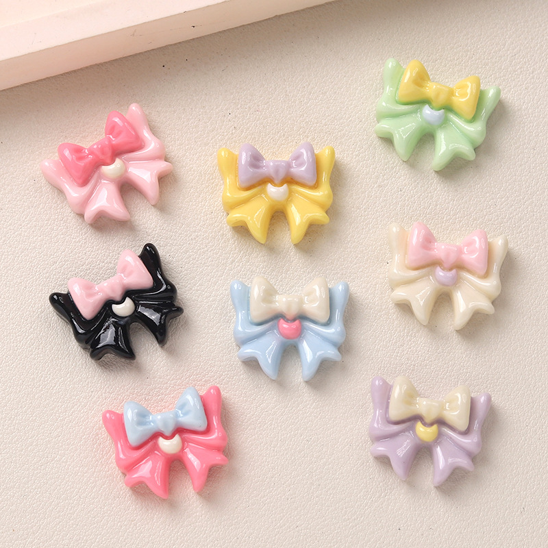 卡通diy树脂配件饰品飘带蝴蝶结奶油胶手工制发夹手机壳鞋扣配饰