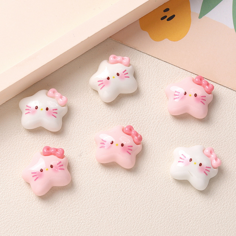 卡通diy树脂配件饰品五角星猫咪奶油胶手工制发夹手机壳鞋扣配饰