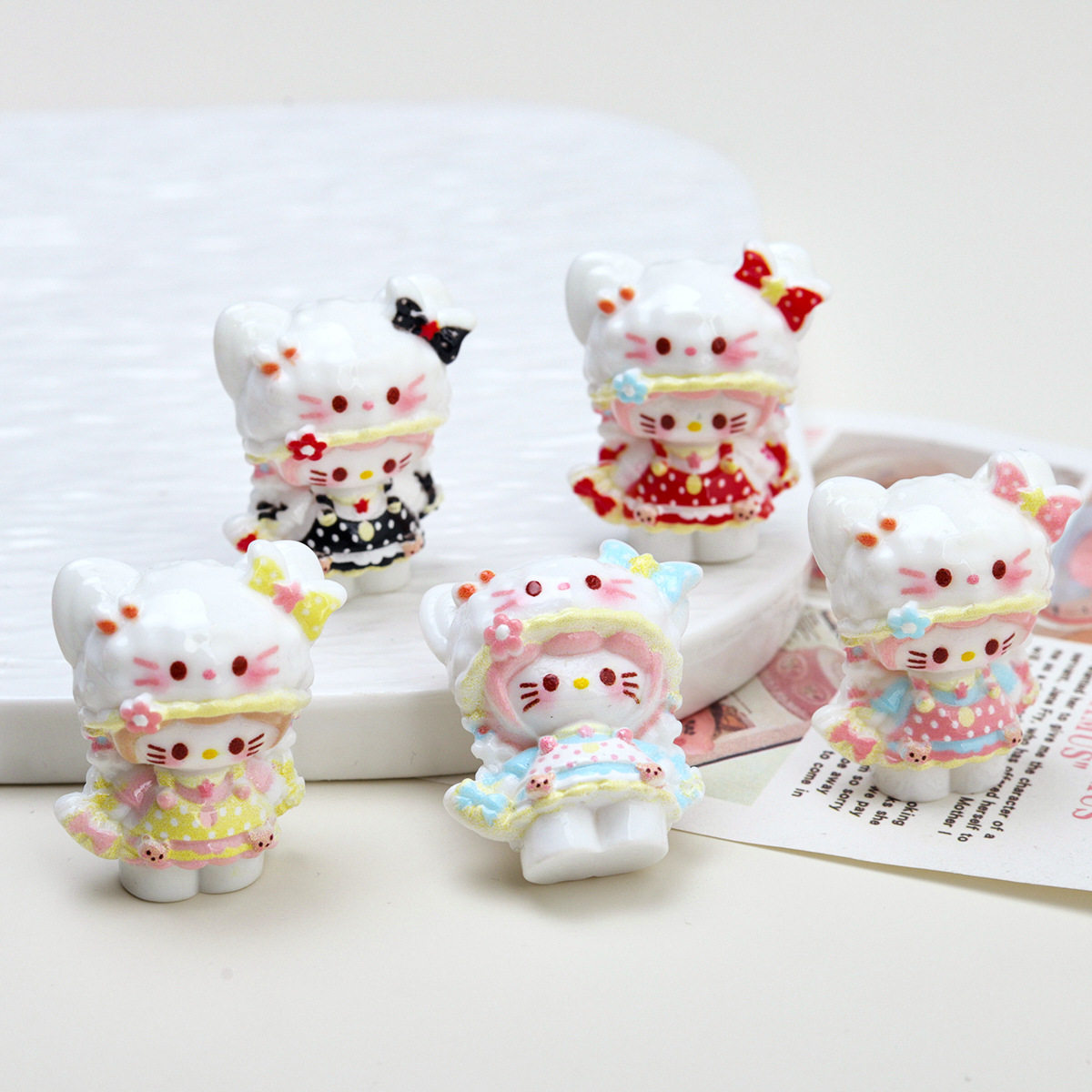 卡通diy树脂配件饰品立体礼服小猫发夹手机壳鞋扣钥匙扣吊坠配饰