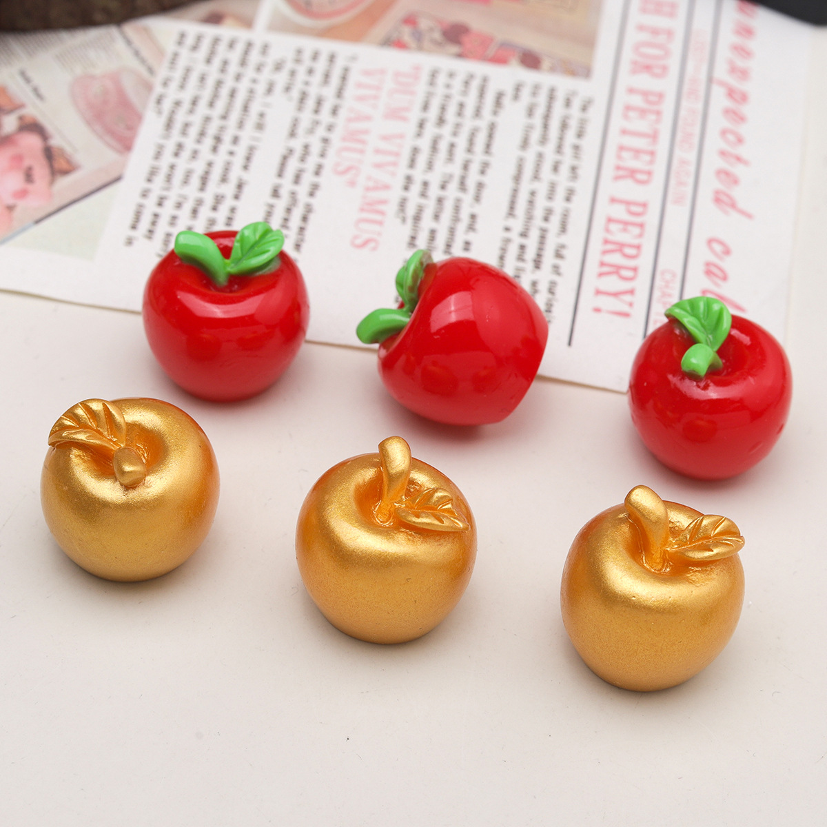 卡通diy树脂配件饰品圣诞节平安果中号苹果奶油胶发夹钥匙扣吊坠