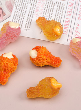卡通diy树脂配件饰品三色鸡腿奶油胶发夹手机壳鞋扣钥匙扣吊坠配