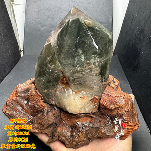天然幽灵水晶柱摆件 单尖柱 原石打磨 少许其他颜色幽灵共生