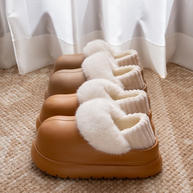 防水棉拖鞋女款秋冬季包跟厚底防滑可拆卸加厚保暖棉拖女外穿