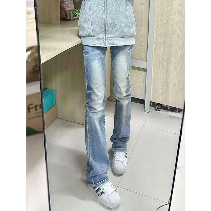 美式辣妹小众低腰窄版直筒牛仔裤女秋季新款休闲显瘦百搭直筒裤子