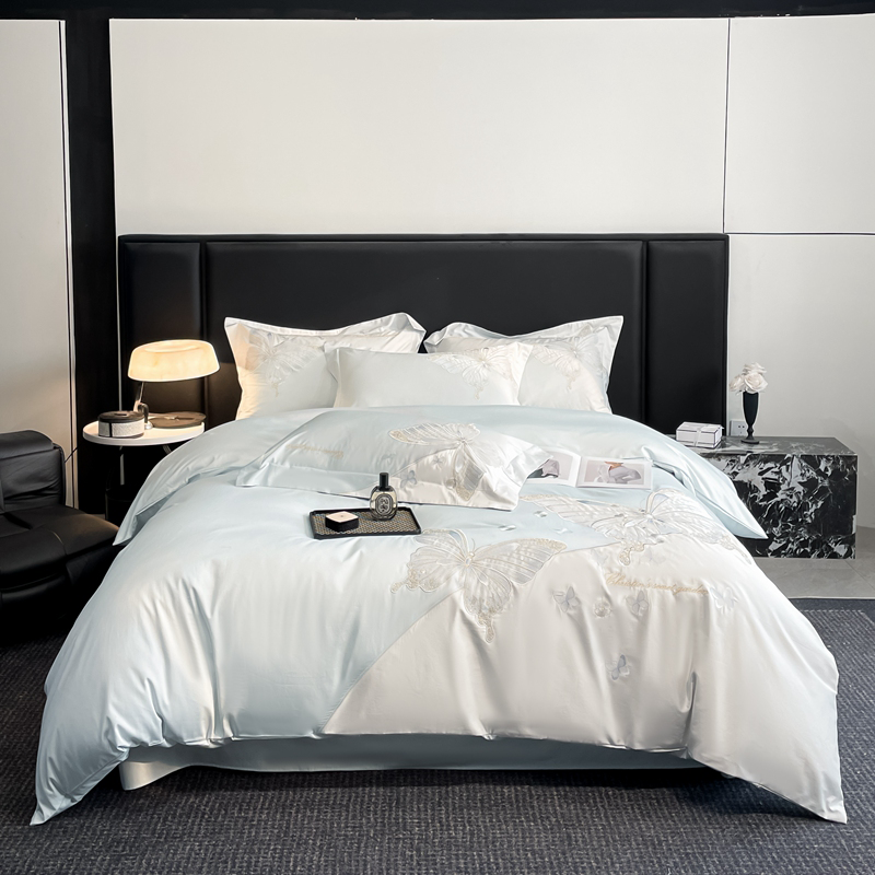 恒源祥全棉绣花四件套纯棉床单被套四季通用双人轻奢床上用品件套