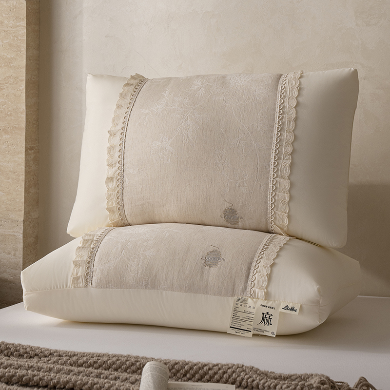 恒源祥白云织梦亚麻枕卧室柔软透气双人枕头四季通用单人午睡枕